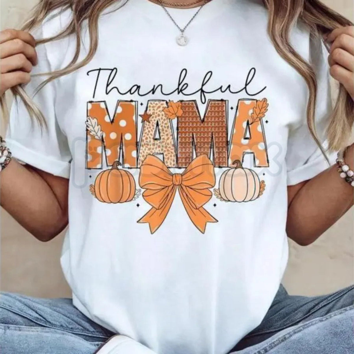 Thankful Mama Coquette Thanksgiving T-Shirt