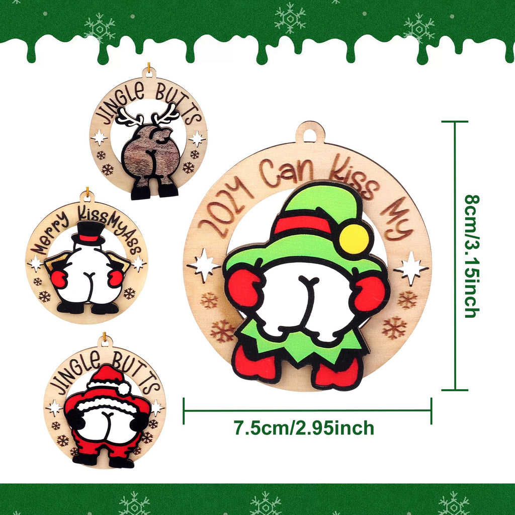 Funny Naughty Santa Wooden Christmas Ornament
