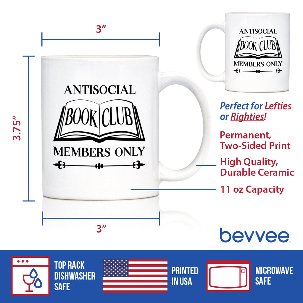 Antisocial Book Club Funny Coffee Mug