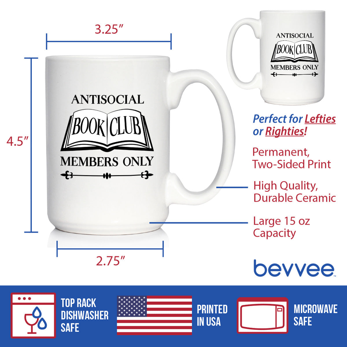 Antisocial Book Club Funny Coffee Mug