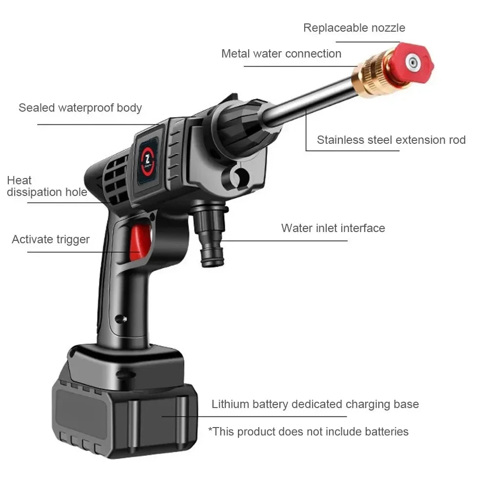 Cordless High-Pressure Car Washer with Foam Generator – Portable Spray Gun